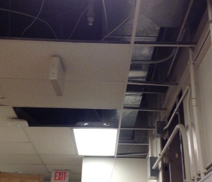 Storm damage to ceiling